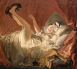 Jean-honore Fragonard Famous Paintings - Young Woman Playing with a Dog